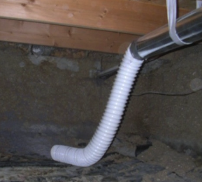 Plastic Dryer Vent in Crawlspace